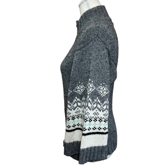 💥2/$15 NWT Old Navy grey white kimono sleeve cotton wool fair isle sweater sz S - Picture 7 of 13